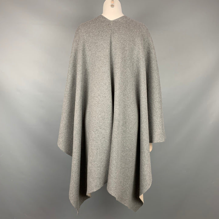 MAX MARA Grey & Beige Heather Reversible Cape Serra Shawl