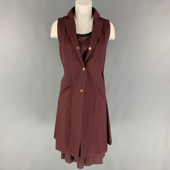 MARNI SS 13 Size 4 Burgundy Cotton Sleeveless 2 Piece Dress Set