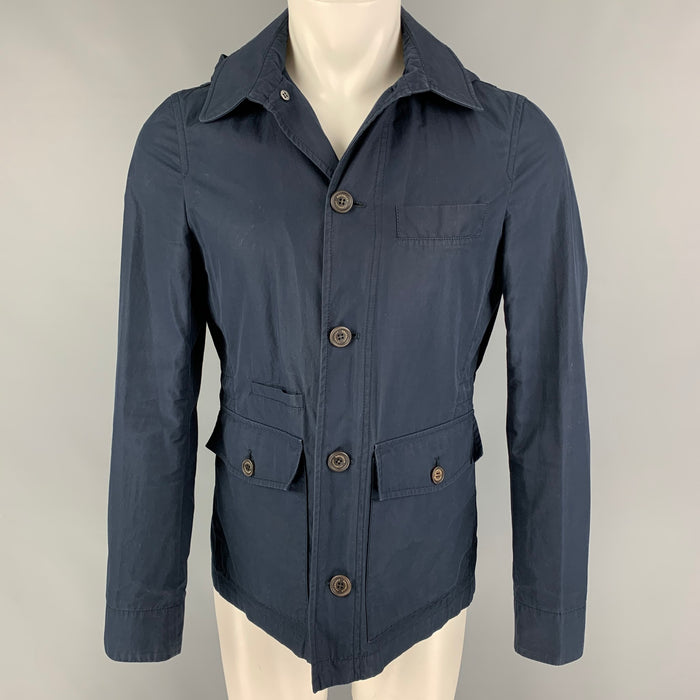 BRUNELLO CUCINELLI Talla 36 Chaqueta con capucha de algodón azul marino