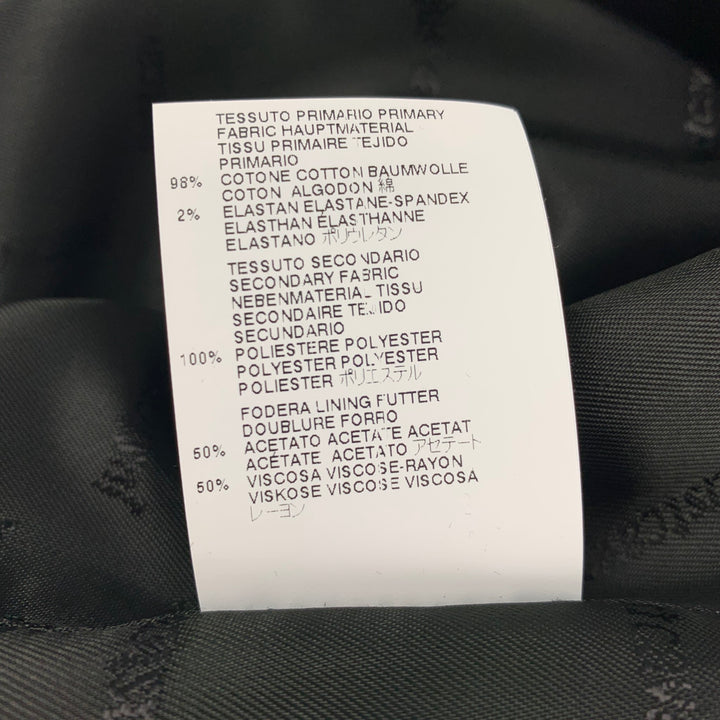 JUST CAVALLI Size 42 Blue & Black Cotton Peak Lapel Sport Coat