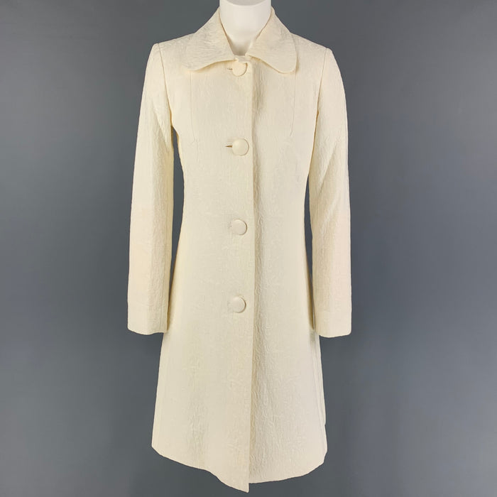 Vintage CHLOE Size 4 Cream Acetate Textured A-Line Coat