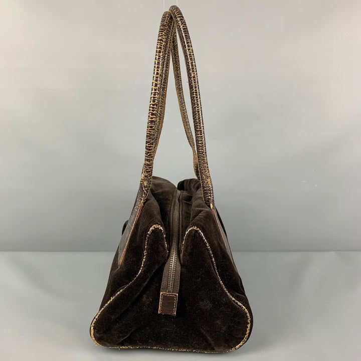 MIU MIU Sac à main en cuir velours vieilli marron