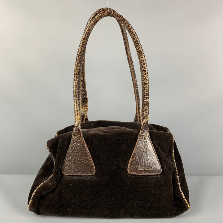 MIU MIU Sac à main en cuir velours vieilli marron