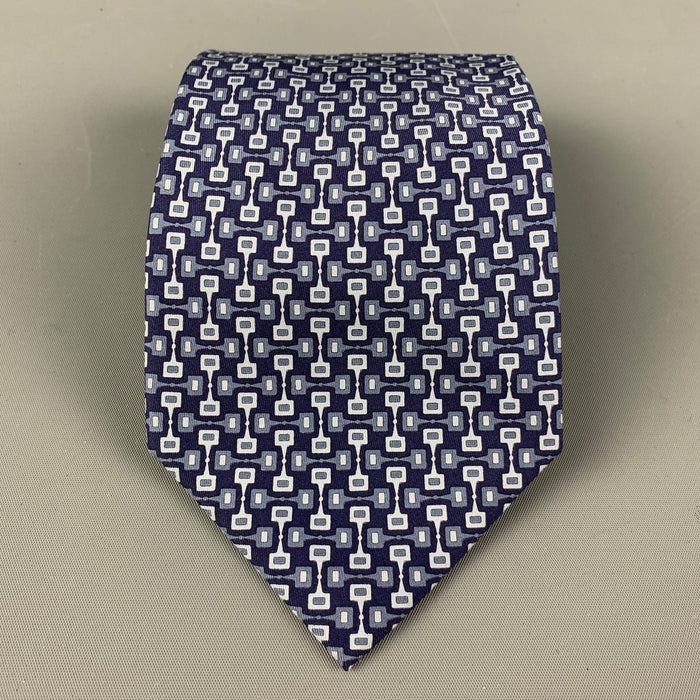 GUCCI "Horsebit" Navy Mod Silk Tie