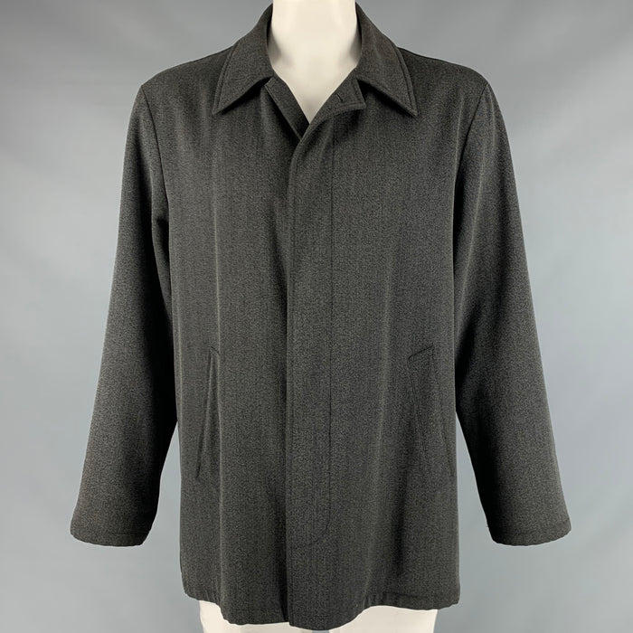 ARMANI COLLEZIONI Size 42 Grey Black Nailhead Wool Cotton Coat