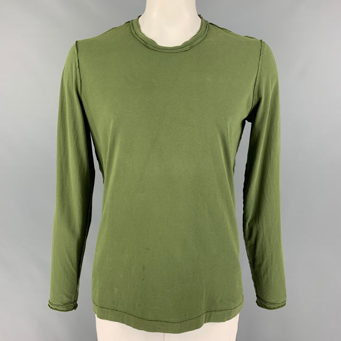 BOTTEGA VENETA Size L Olive Cotton Long Sleeve T-shirt
