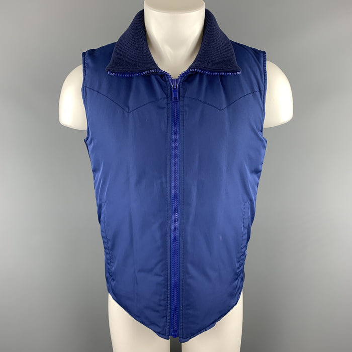 MARC JACOBS Size 38 Navy Padded High Ribbed Collar Zip Up Vest