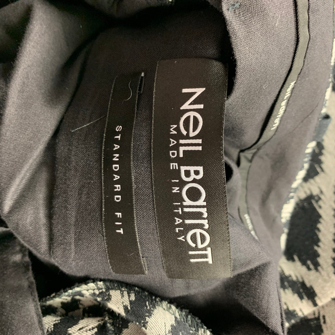 NEIL BARRETT Size 30 Black & Grey Zig Zag Cotton Cropped Dress Pants