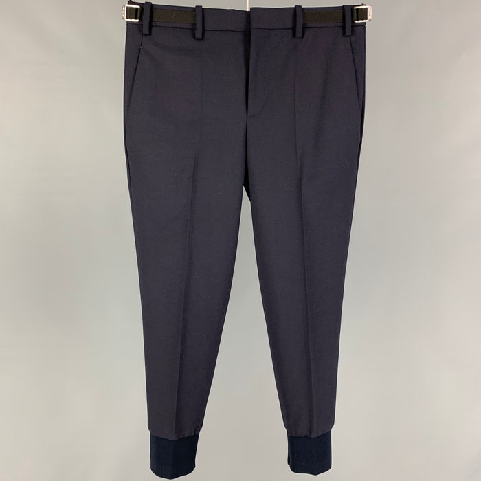 NEIL BARRETT Size 30 Navy Wool Blend Side Tabs Dress Pants