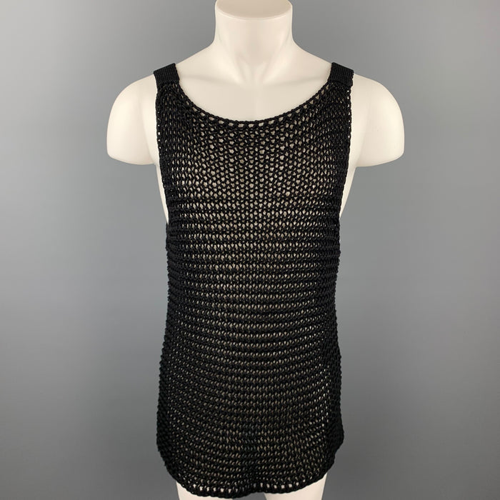 CALVIN KLEIN COLLECTION Size XL Black Mesh Cotton Long Tank Top