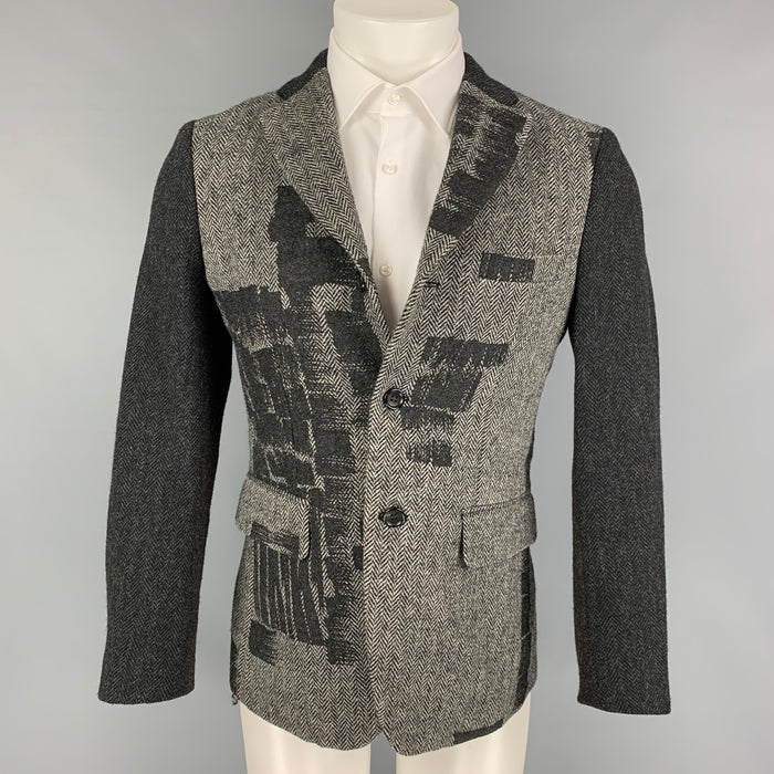 COMME des GARCONS HOMME DEUX Size S Charcoal Grey Black Herringbone Sport Coat