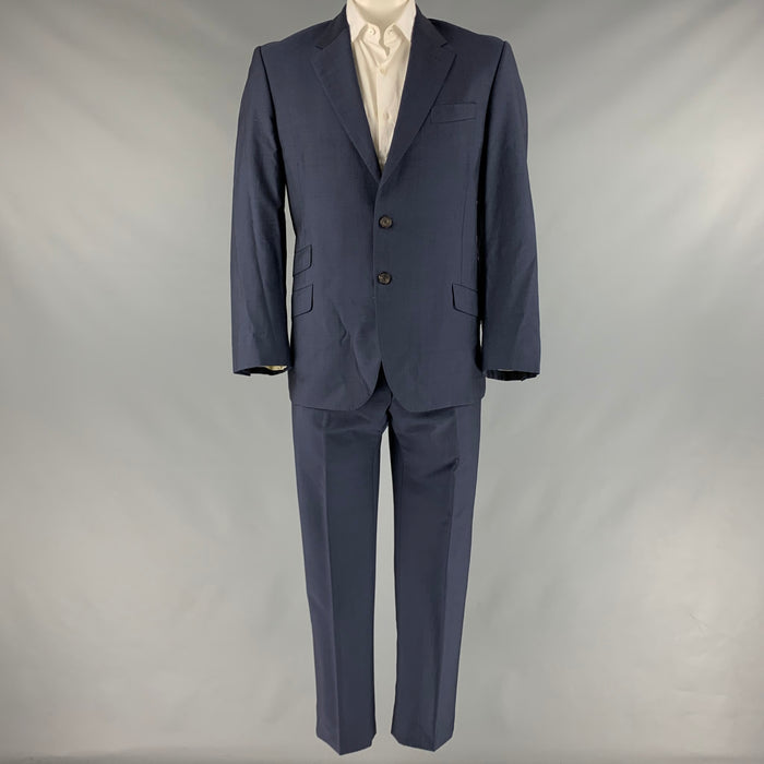 PAUL SMITH Talla 44 Traje de solapa de muesca de mohair de lana azul marino