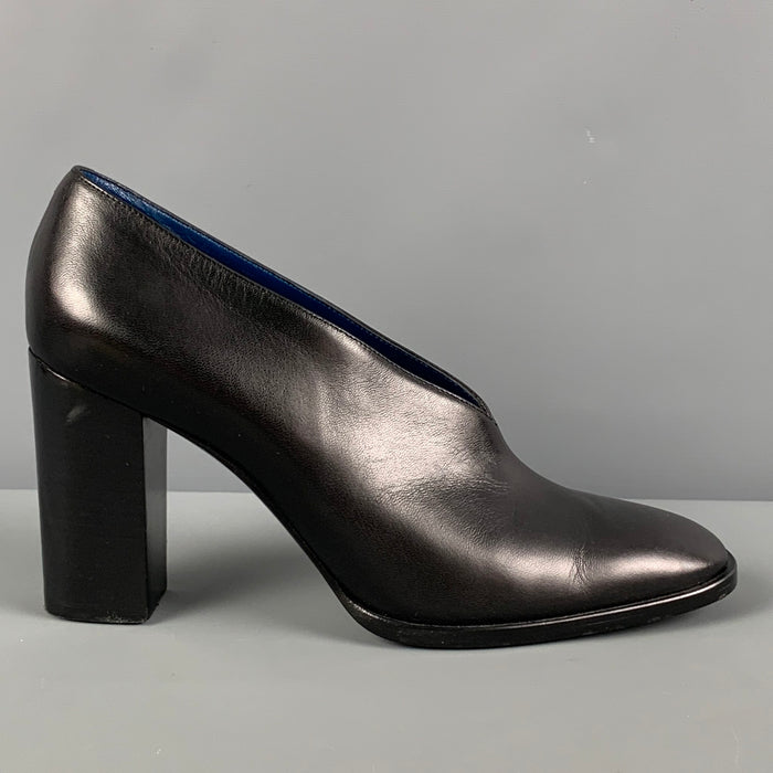 CELINE Size 7.5 Black Leather Chunky heel Boots