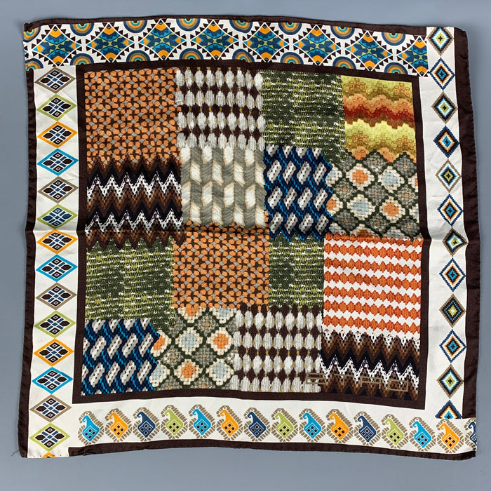 ETRO Brown Multi-Color Mixed Patterns Pocket Square