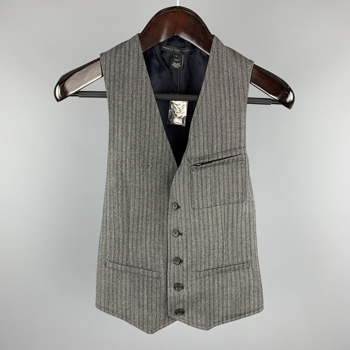 MARC by MARC JACOBS Size S Gray Stripe Wool Buttoned Vest (Indoor)