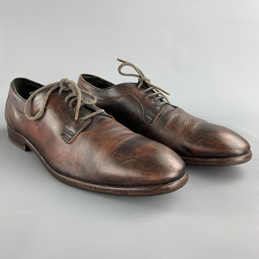 HUDSON Size 12 Brown Antique Leather Lace Up Shoes