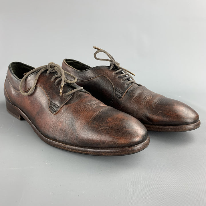 HUDSON Size 12 Brown Antique Leather Lace Up Shoes