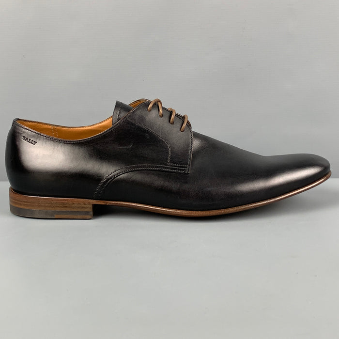 BALLY Size 12 Black Leather Lace Up Besty Shoes