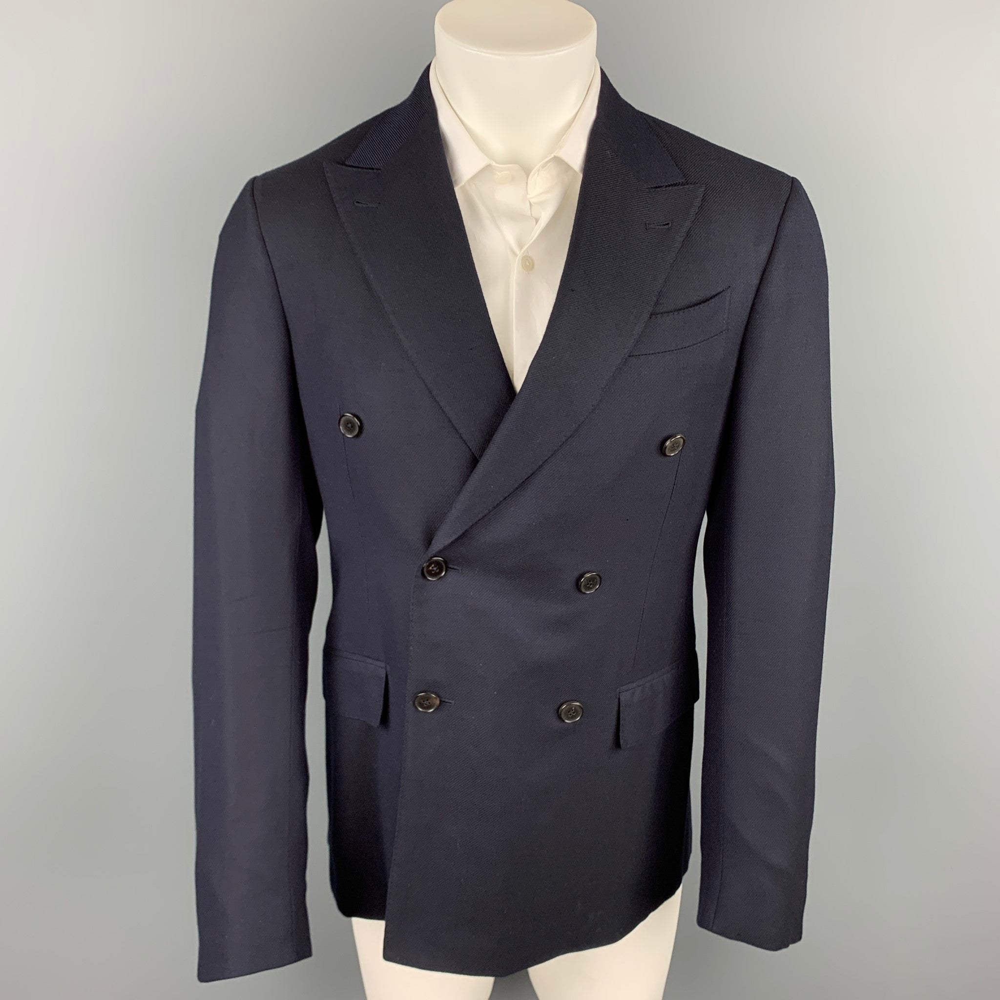 ZEGNA Black Silk Balcollar Coat イタリア製 ZEGNA Black Silk Balcollar Coat イタリア製