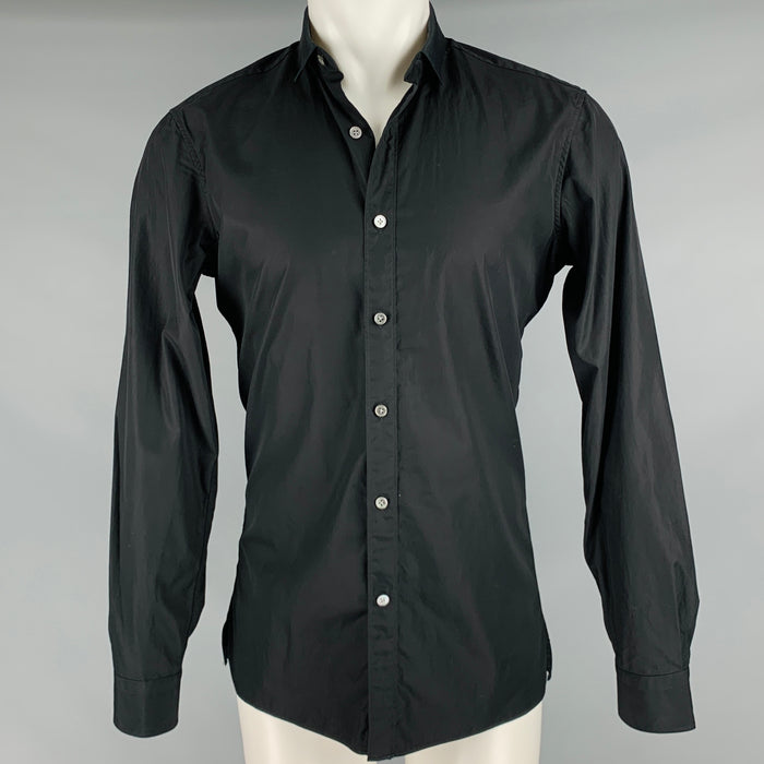 LANVIN Size S Black Cotton Button Up Long Sleeve Shirt
