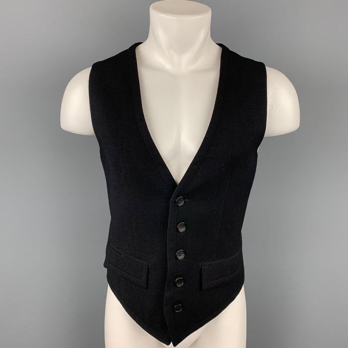 JOHN GALLIANO Size 40 Black Wool Buttoned Belted Vest