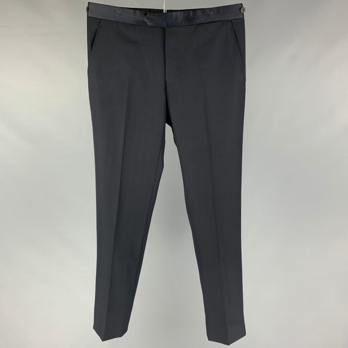 LANVIN Size 30 Black Wool Tuxedo Dress Pants