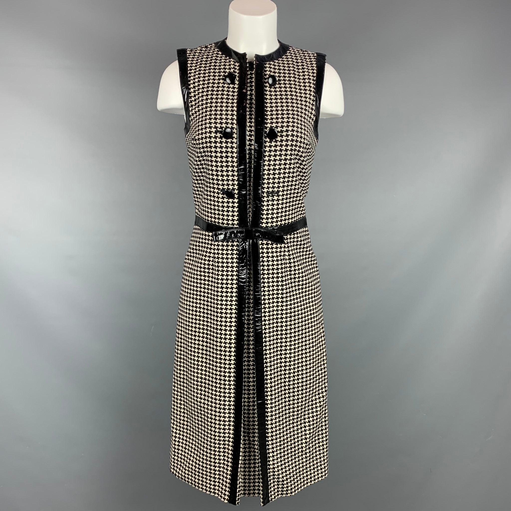 vintage houndstooth dress Vintage CHRISTIAN DIOR Size 4 Black & Cream Houndstooth Wool / Polyest – Sui Generis Designer Consignment