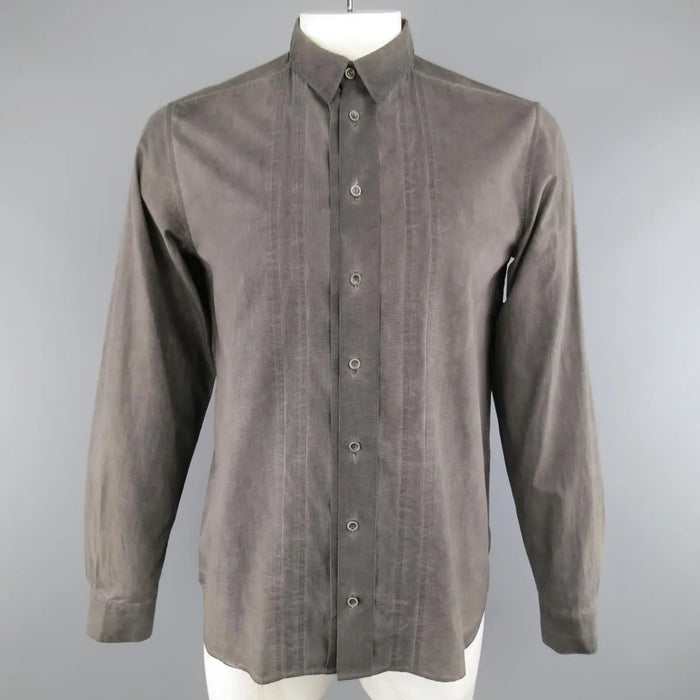 FORME 3’3204322896 Size S Charcoal Washed Dyed Cotton Long Sleeve Shirt