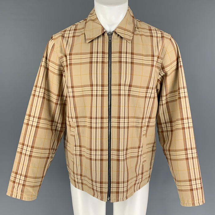 OUR LEGACY Size M Tan Brown Plaid Nylon Reversible Jacket
