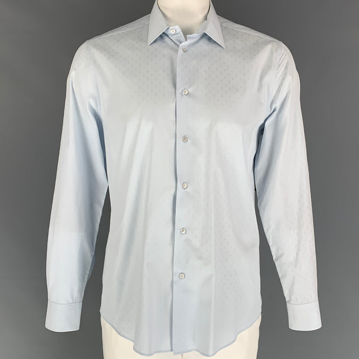 LOUIS VUITTON Size XL Light Blue Monogram Cotton Button Up Long Sleeve Shirt