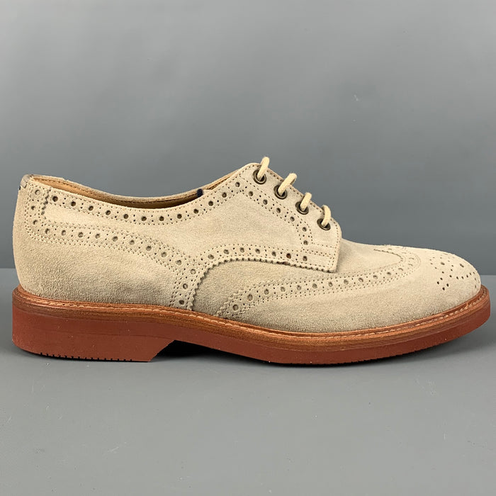 BRUNELLO CUCINELLI Talla 9.5 Zapatos brogue con cordones y punta de ala marrón beige