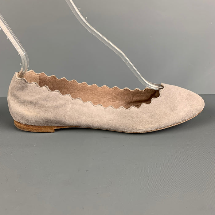 CHLOE Size 8.5 Grey Suede Solid Ballet Flats