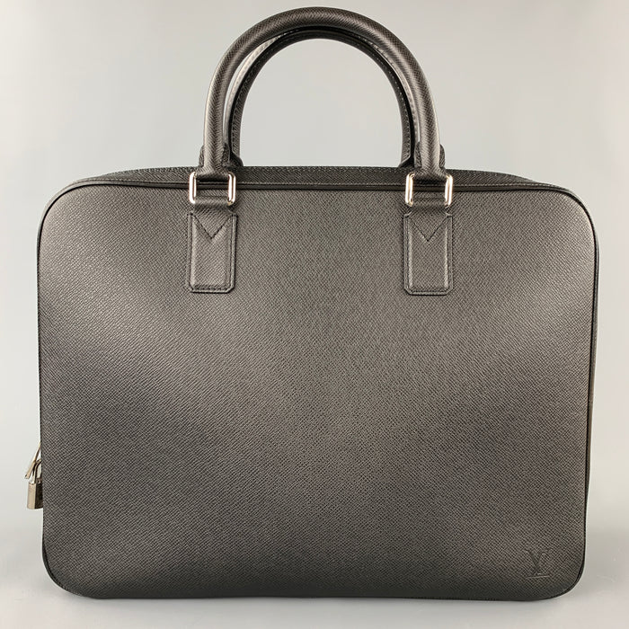 LOUIS VUITTON Black Leather Taiga Porte Documents Briefcase