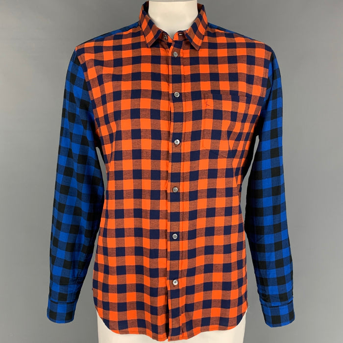 MARC by MARC JACOBS Camisa de manga larga de algodón a cuadros azul naranja talla XL