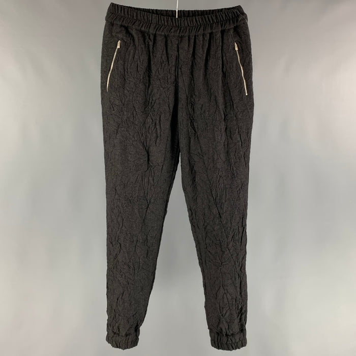 MICHAEL KORS Size 4 Grey Virgin Wool Blend Wrinkled Elastic Cuffs Casual Pants