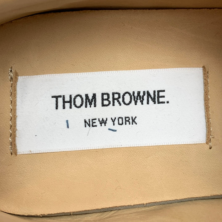 THOM BROWNE Size 6 Grey & Black Color Block Leather Cap Trainer Sneakers