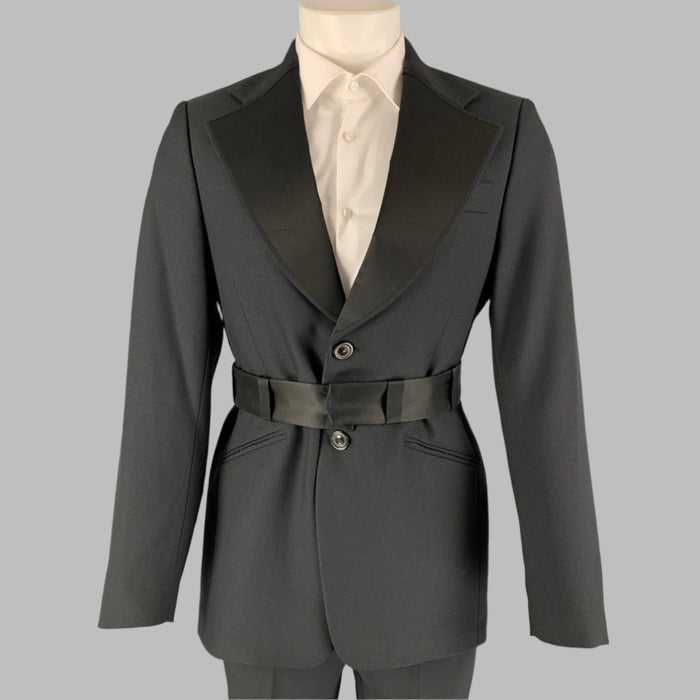 MAISON MARGIELA Size 38 Black Solid Polyester Notch Lapel Tuxedo