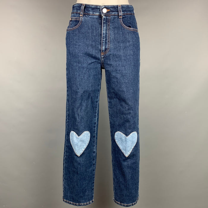 STELLA McCARTNEY Size 26 Blue Patchwork High Waisted Denim Jeans