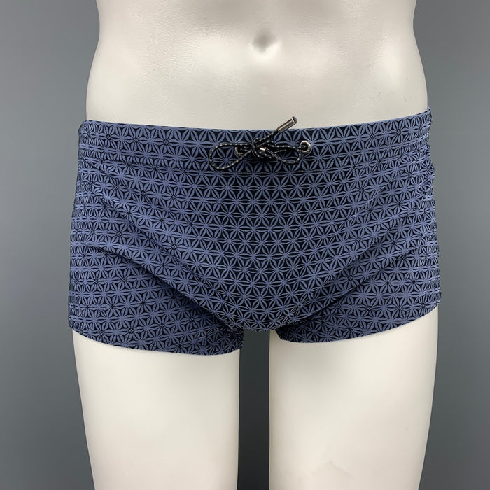 LOUIS VUITTON Size L Grey & Black Print Drawstring Speedo