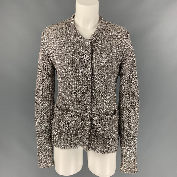 DRIES VAN NOTEN Size M Silver Metallic Cotton / Polyester Cardigan