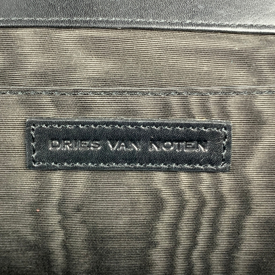 DRIES VAN NOTEN Brown Alligator Embossed Leather Clutch