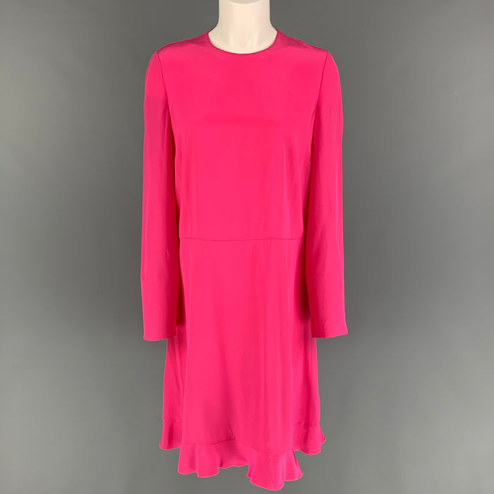 RED VALENTINO Size 6 Pink Silk Long Sleeve Dress