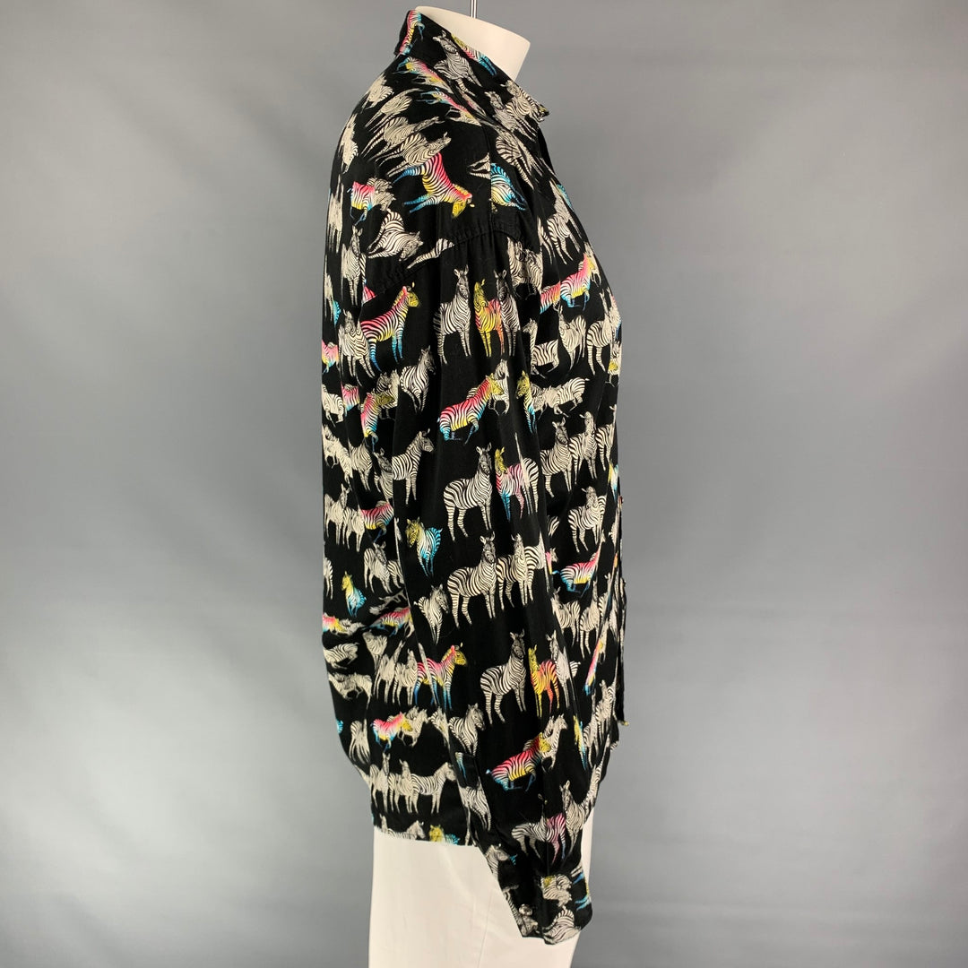 Vintage VERSACE JEANS COUTURE Size L Black & White Zebra Cotton Long Sleeve Shirt