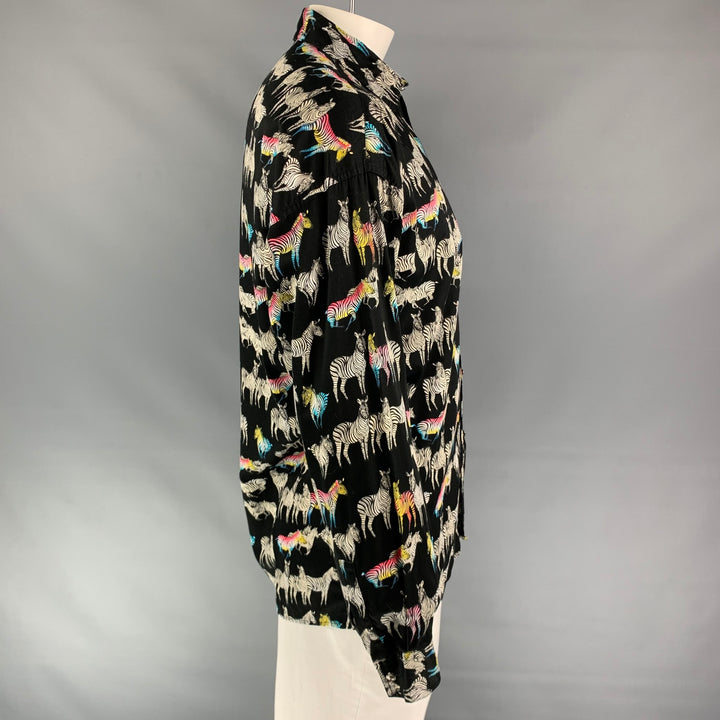 Vintage VERSACE JEANS COUTURE Size L Black & White Zebra Cotton Long Sleeve Shirt