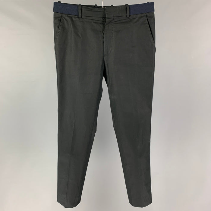 ALEXANDER MCQUEEN Size 34 Black Navy Cotton Zip Fly Dress Pants