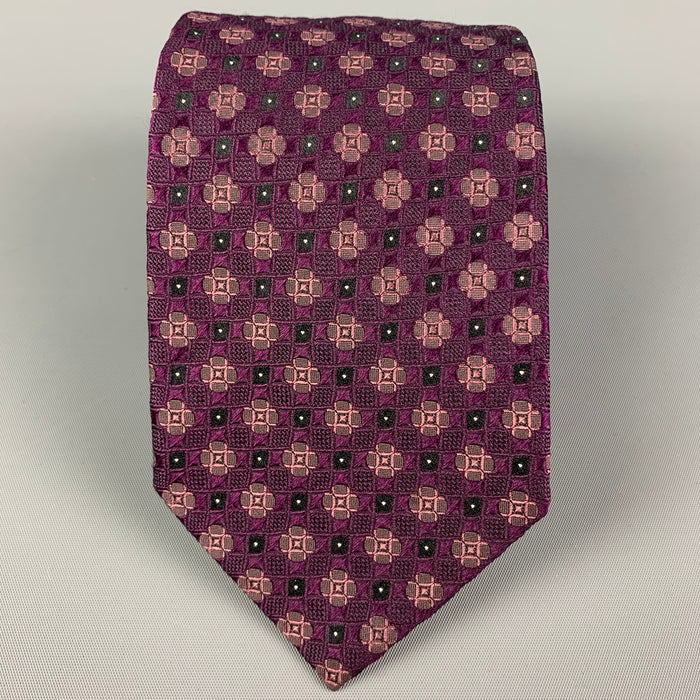 ETRO Purple Beige Dots Silk Tie