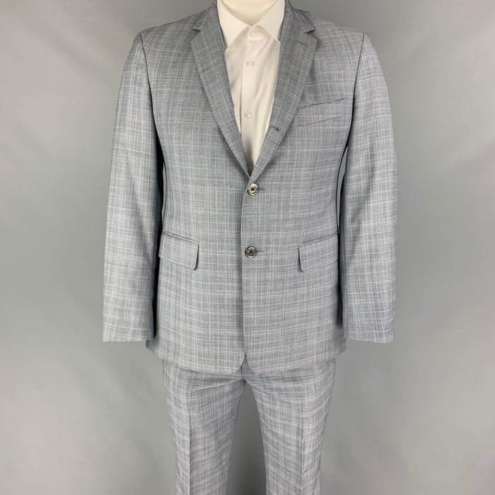 BLACK FLEECE Size 40 Grey Plaid Wool Notch Lapel Suit