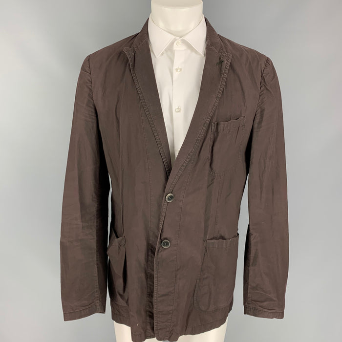 DRIES VAN NOTEN Size 44 Brown Cotton Single Breasted Sport Coat