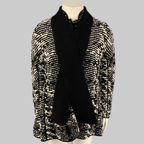 GIORGIO ARMANI Size 10 Black White Viscose Blend Woven Buttoned Coat