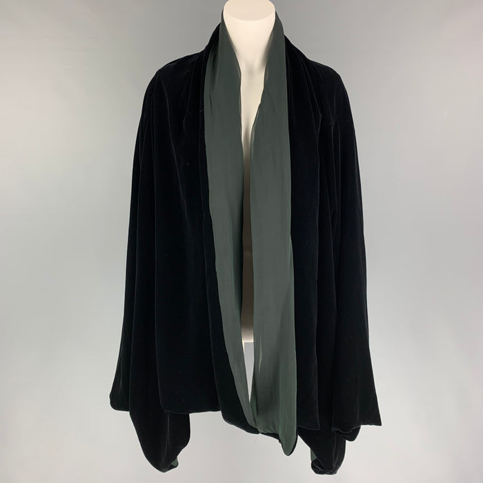JEAN PAUL GAULTIER Size 8 Black Velvet Rayon Silk Draped Jacket